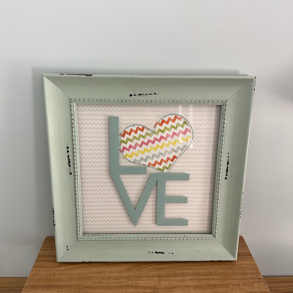 RUSTIC LOVE PICTURE FRAME WALL ART HOME DECOR 16x16 - LIKE NEW